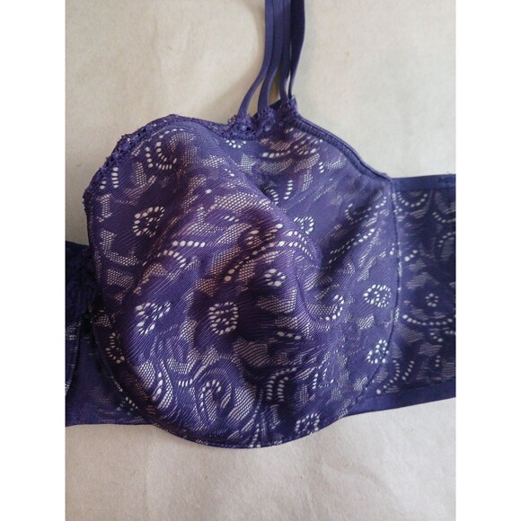 SOMA Enticing Lift Balconet Bra Womens 38D Purple Floral - Picture 2 of 8